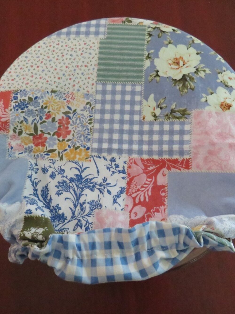 Kitchenaid Bowl Cover, Reversible Boho Patchwork and Blue Gingham Mixer Cover